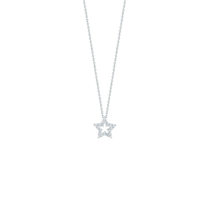Roberto Coin Jewelry - Tiny Treasures 18K White Gold Small Five Point Star Diamond Necklace | Manfredi Jewels