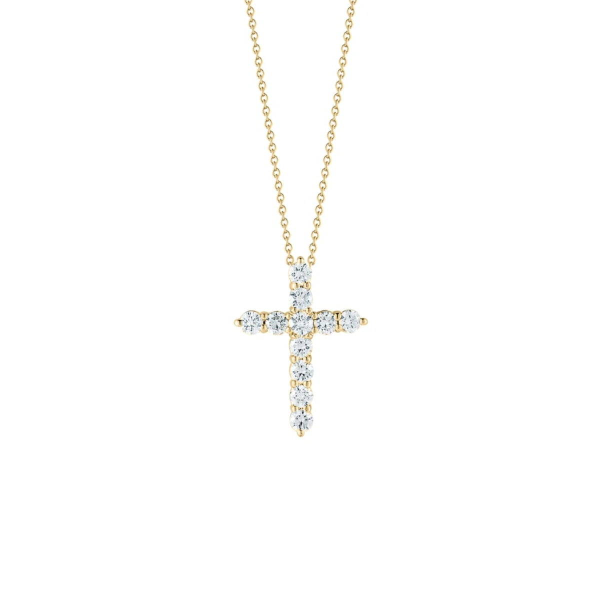 Roberto Coin Jewelry - Tiny Treasures 18K Yellow Gold Diamond Cross Necklace | Manfredi Jewels