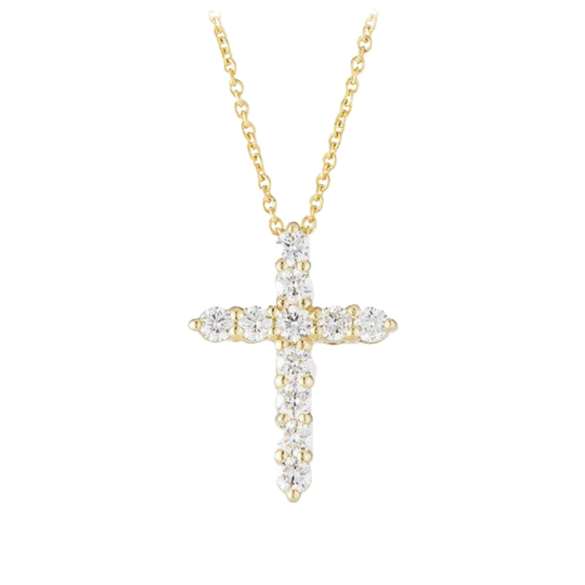 Roberto Coin Jewelry - Tiny Treasures 18K Yellow Gold Diamond Cross Pendant Necklace | Manfredi Jewels