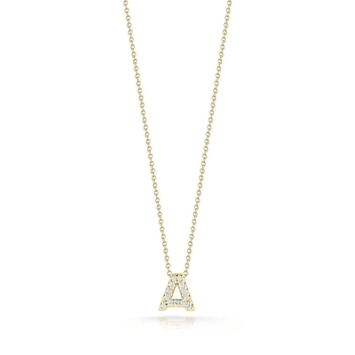 Roberto Coin Jewelry - Tiny Treasures 18K Yellow Gold Diamond Love Letter “A” Necklace | Manfredi Jewels
