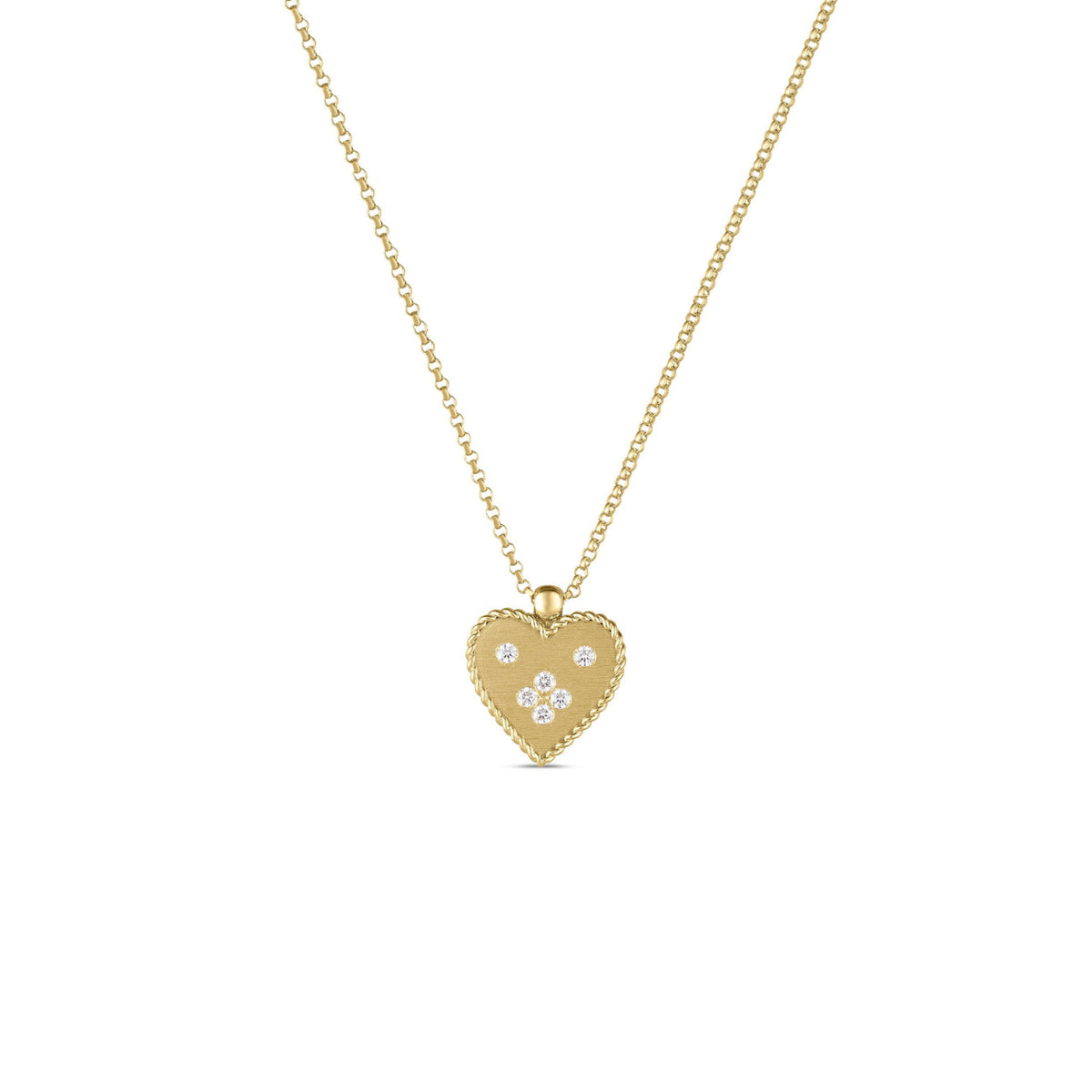 Roberto Coin Jewelry - Venetian Princess 18K Yellow Gold Diamond Heart Small Medallion Pendant Necklace | Manfredi Jewels