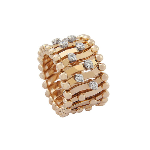 Serafino Consoli Jewelry - 18K Yellow Gold Stretch Diamond Ring & Bracelet | Manfredi Jewels