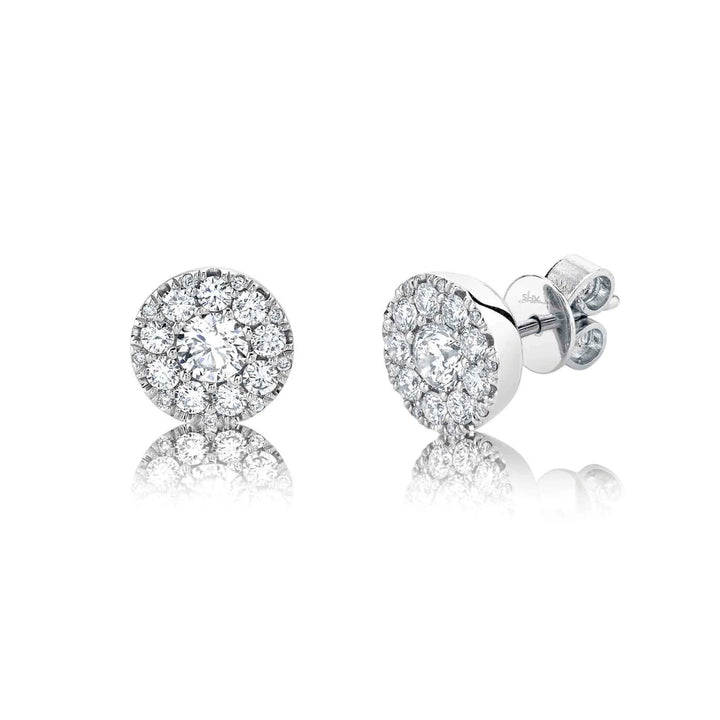 Shy Creation Jewelry - 14K White Gold Diamond Cluster Earring | Manfredi Jewels