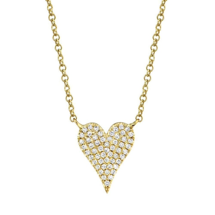 Shy Creation Jewelry - Kate 14K Yellow Gold 0.11 ct Diamond Pavé Small Heart Necklace | Manfredi Jewels