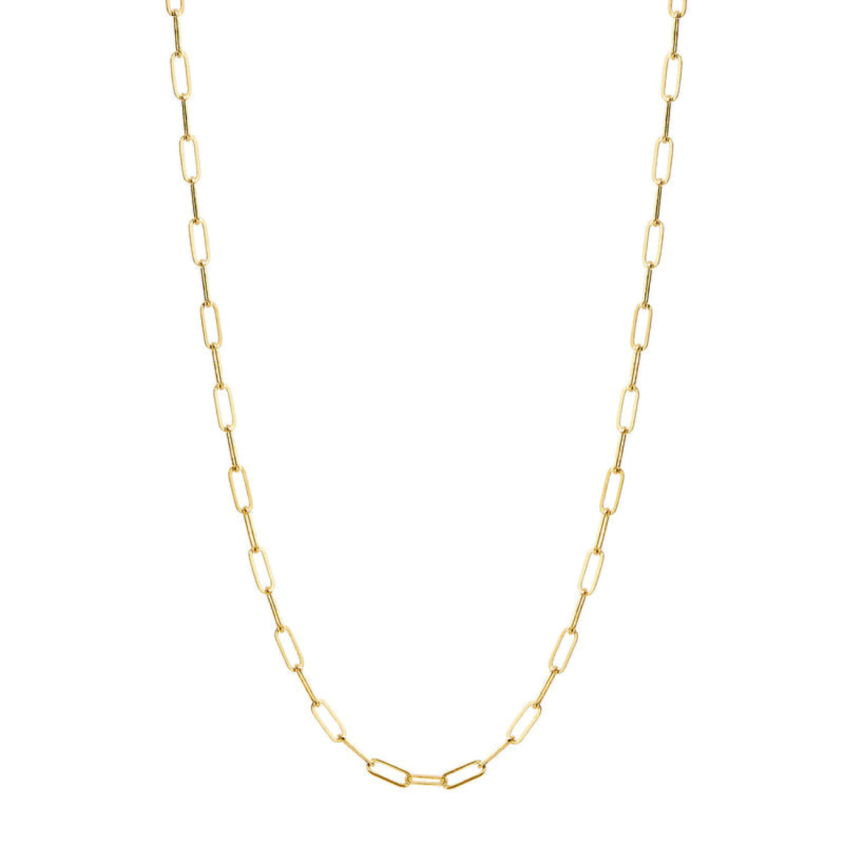 Syna Jewelry - Chain 18K Yellow Gold Solid Thin Paper Clip Necklace | Manfredi Jewels