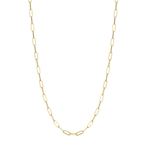 Syna Jewelry - Chain 18K Yellow Gold Solid Thin Paper Clip Necklace | Manfredi Jewels