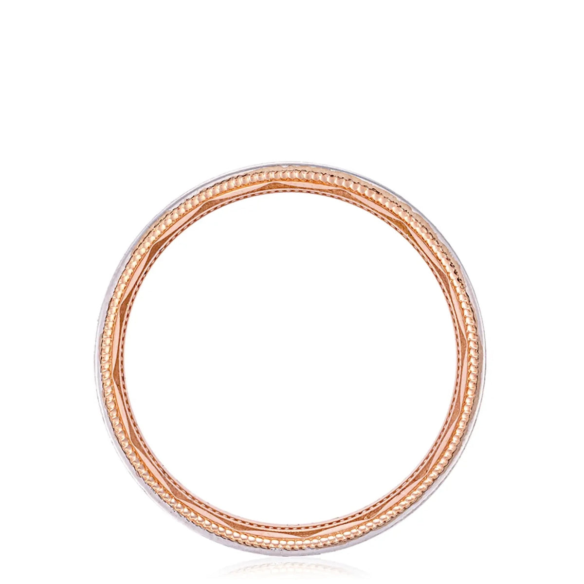 Tacori Jewelry - Classic 18K White and Rose Gold Two-Tone Flat Brushed Finish Wedding Band Ring | Manfredi Jewels
