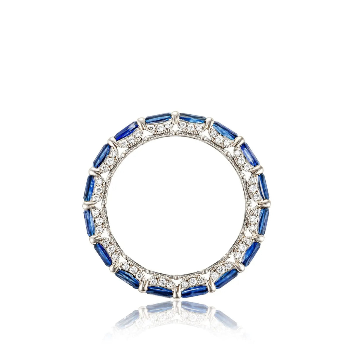 Tacori Eternity Bands - Classic Crescent RoyalT 18K White Gold Exclusive Cut Sapphire Eternity Band Ring | Manfredi Jewels