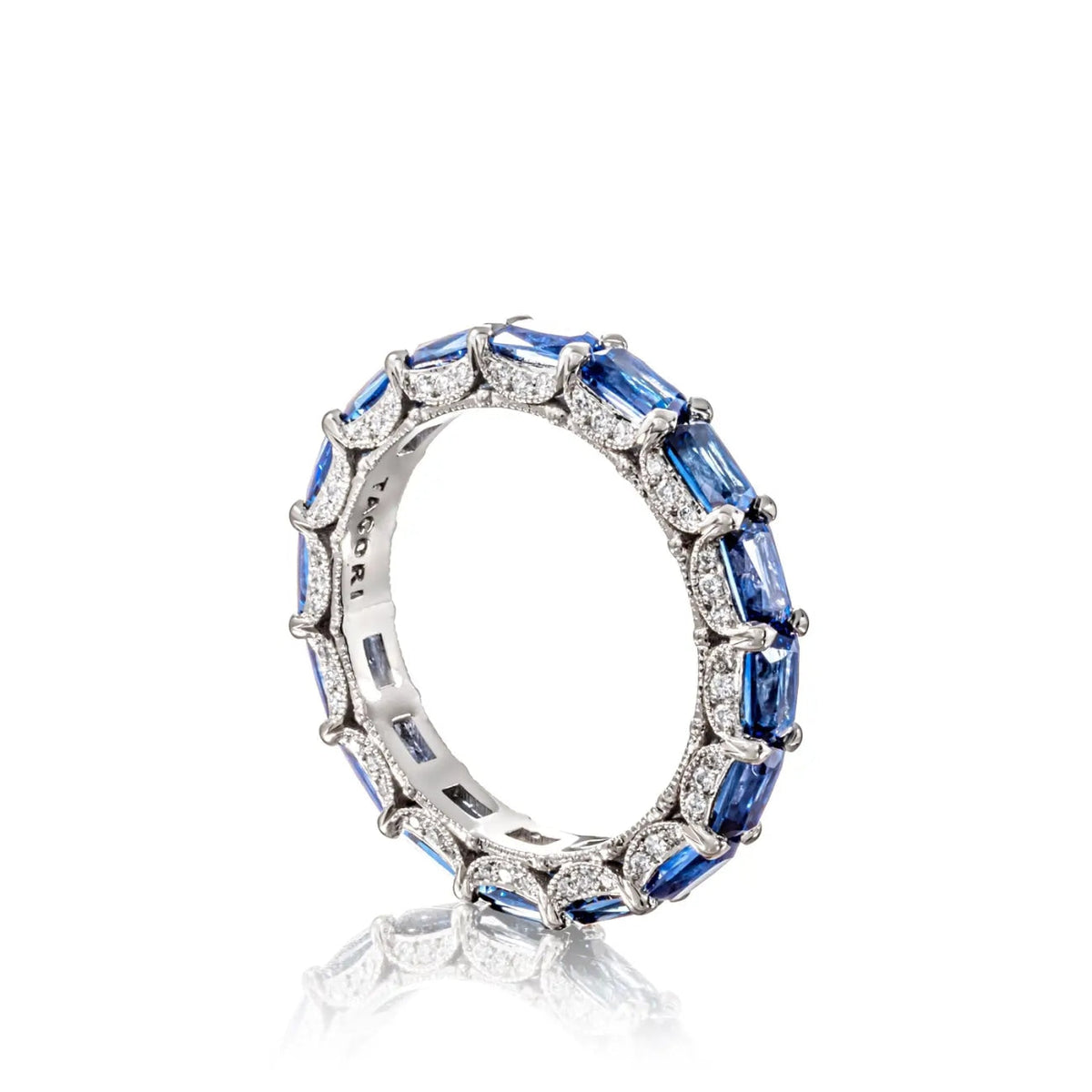 Tacori Eternity Bands - Classic Crescent RoyalT 18K White Gold Exclusive Cut Sapphire Eternity Band Ring | Manfredi Jewels