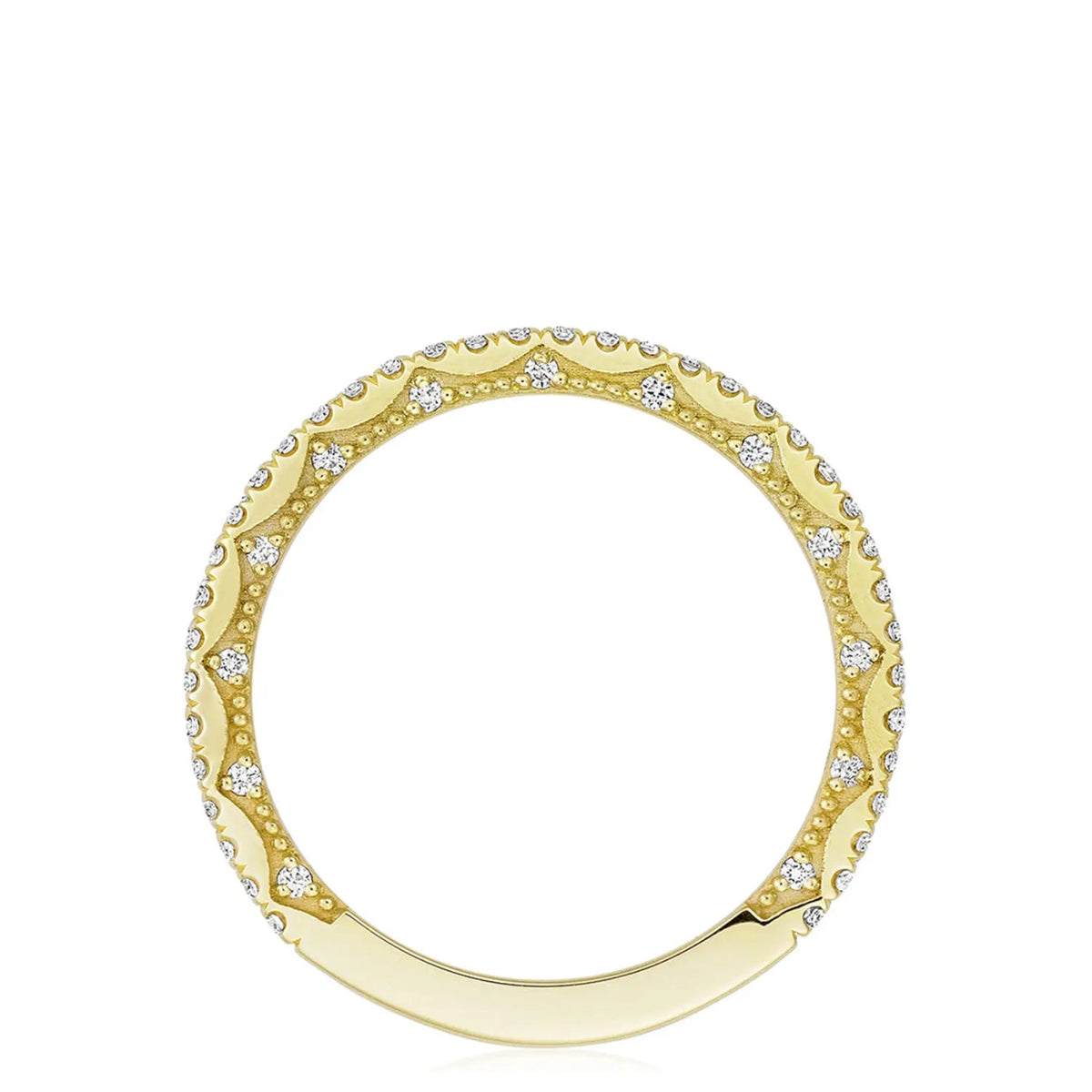 Tacori Eternity Bands - Coastal Crescent 14K Yellow Gold French Pavé Diamond Wedding Band Ring | Manfredi Jewels