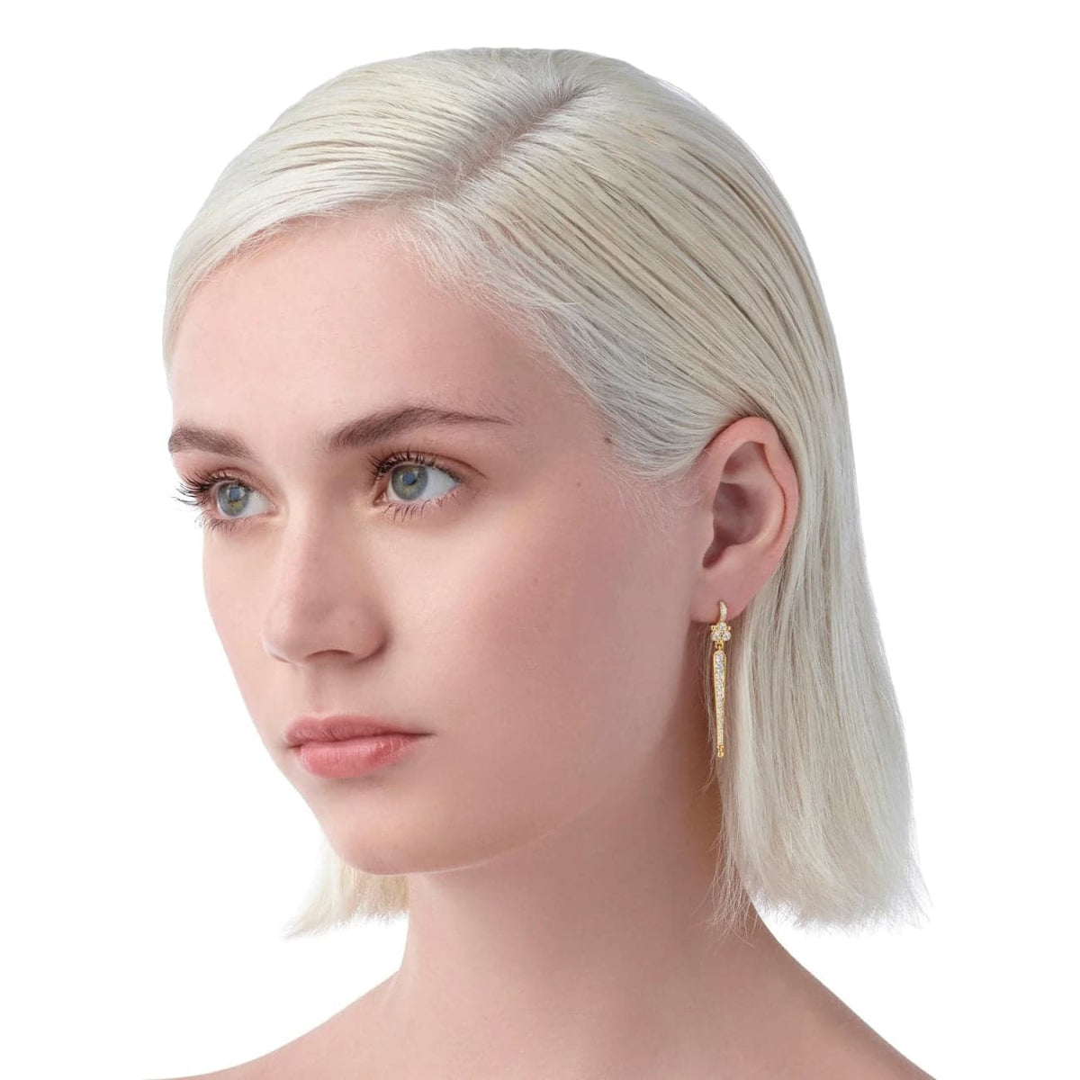 Temple St Clair Jewelry - Baton 18K Yellow Gold Diamond Drop Earrings | Manfredi Jewels
