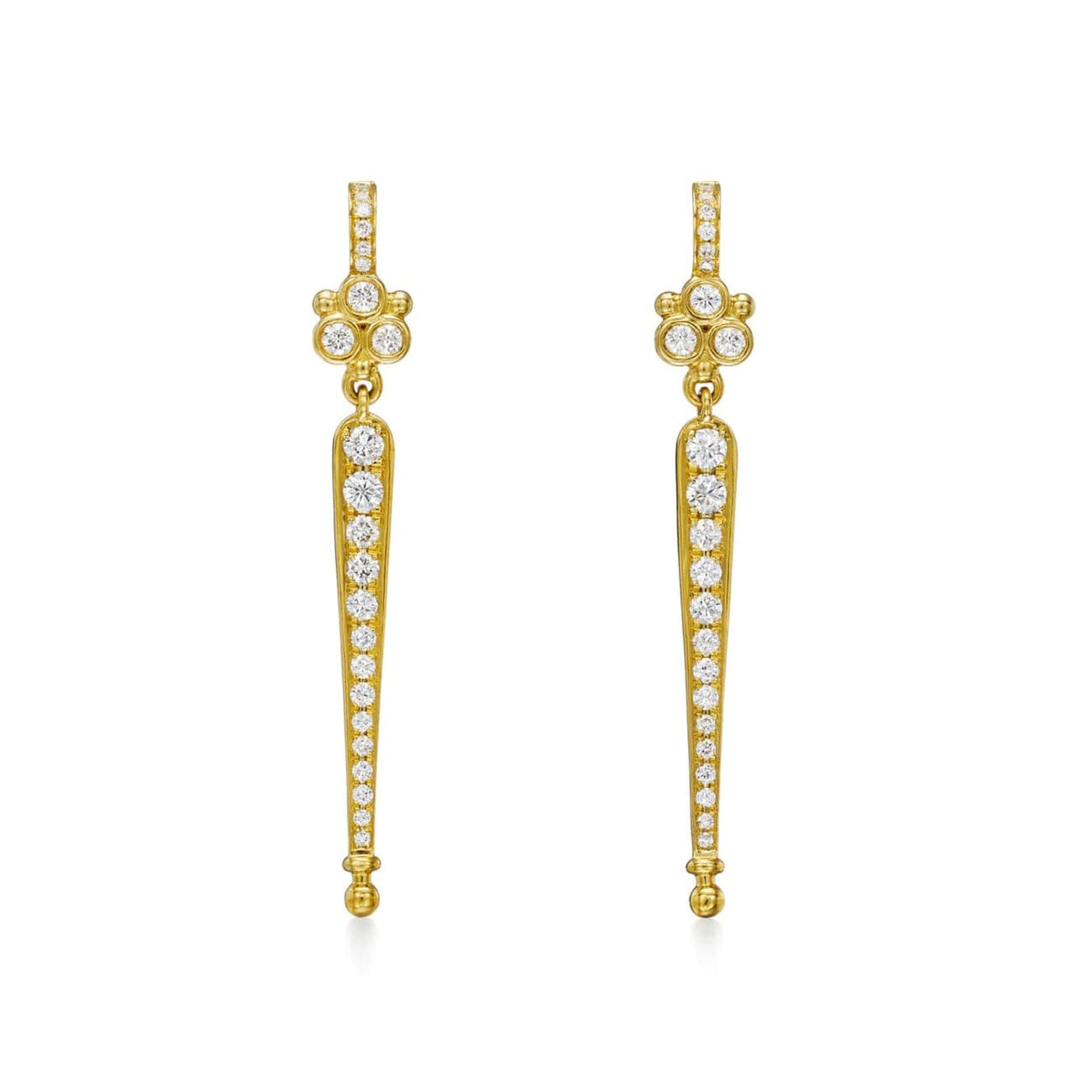 Temple St Clair Jewelry - Baton 18K Yellow Gold Diamond Drop Earrings | Manfredi Jewels