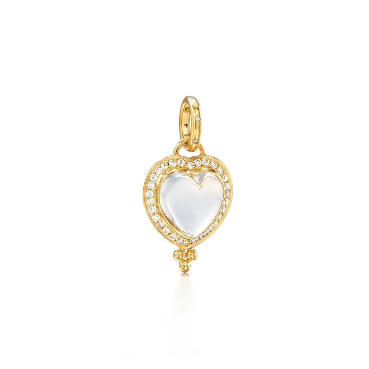 Temple St Clair Jewelry - Amulet 18K Yellow Gold Rock Crystal Heart & Diamond Pavé Pendant | Manfredi Jewels