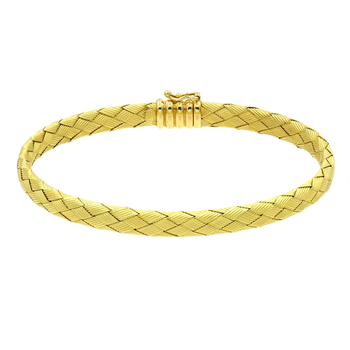 VERGANO Jewelry - Vergano Italian 18k Yellow Gold Basket Weave Flexible Bangle | Manfredi Jewels