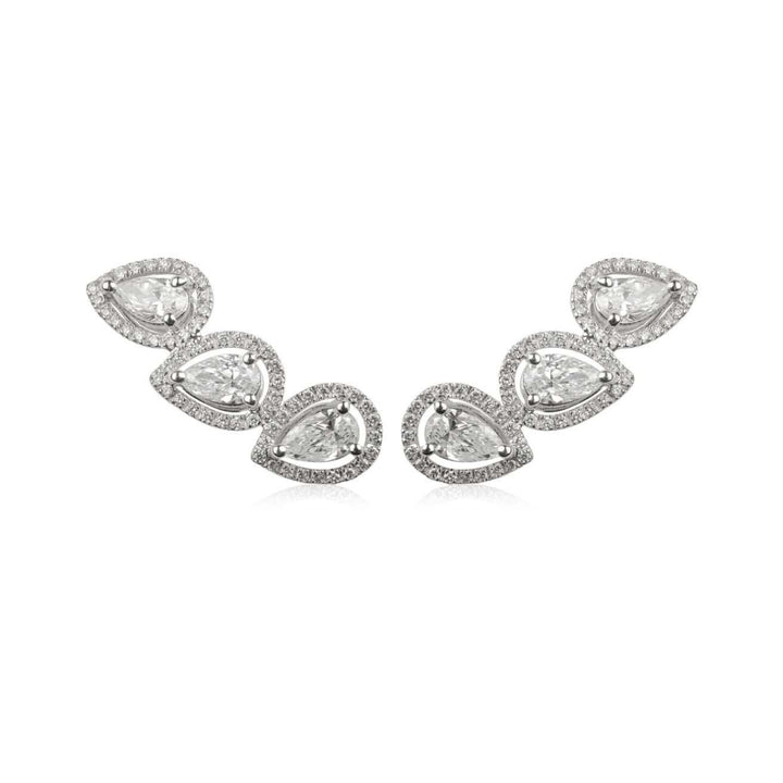 Zydo Italy Jewelry - 18K White Gold 3 Pear Shape Diamond Earrings | Manfredi Jewels