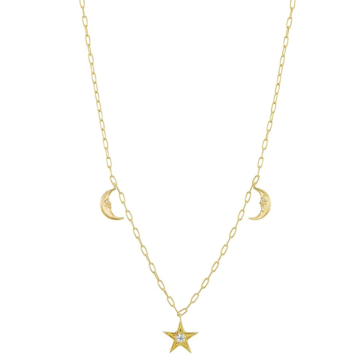 Anthony Lent Jewelry - 18KT Yellow Gold Celestial Charm Necklace with Diamonds | Manfredi Jewels