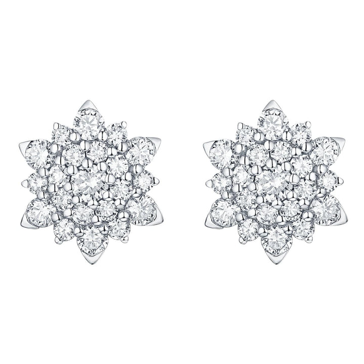 Asher Jewelry - 14KT WHITE GOLD DIAMOND CLUSTER EARRINGS | Manfredi Jewels