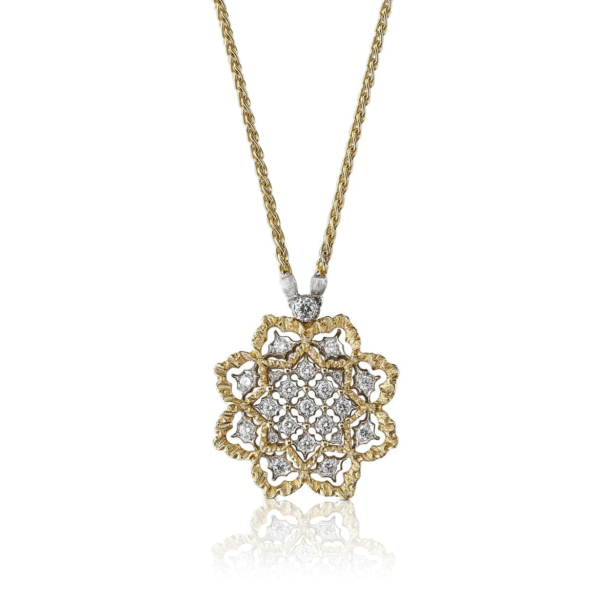 Buccellati Jewelry - 18KT YELLOW & WHITE GOLD ROMBI PENDANT NECKLACE | Manfredi Jewels