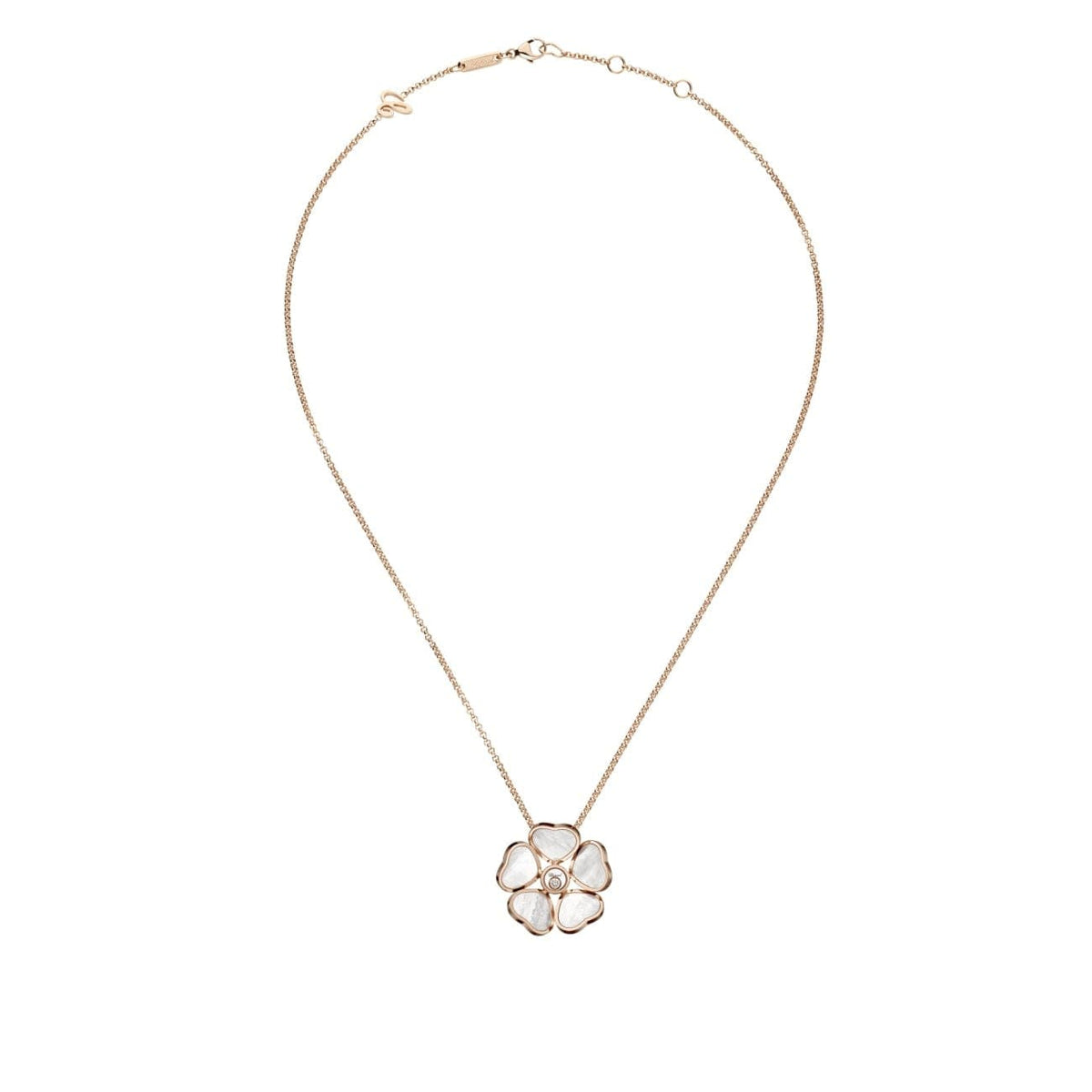 Chopard Jewelry - HAPPY HEARTS FLOWERS PENDANT ROSE GOLD DIAMOND | Manfredi Jewels