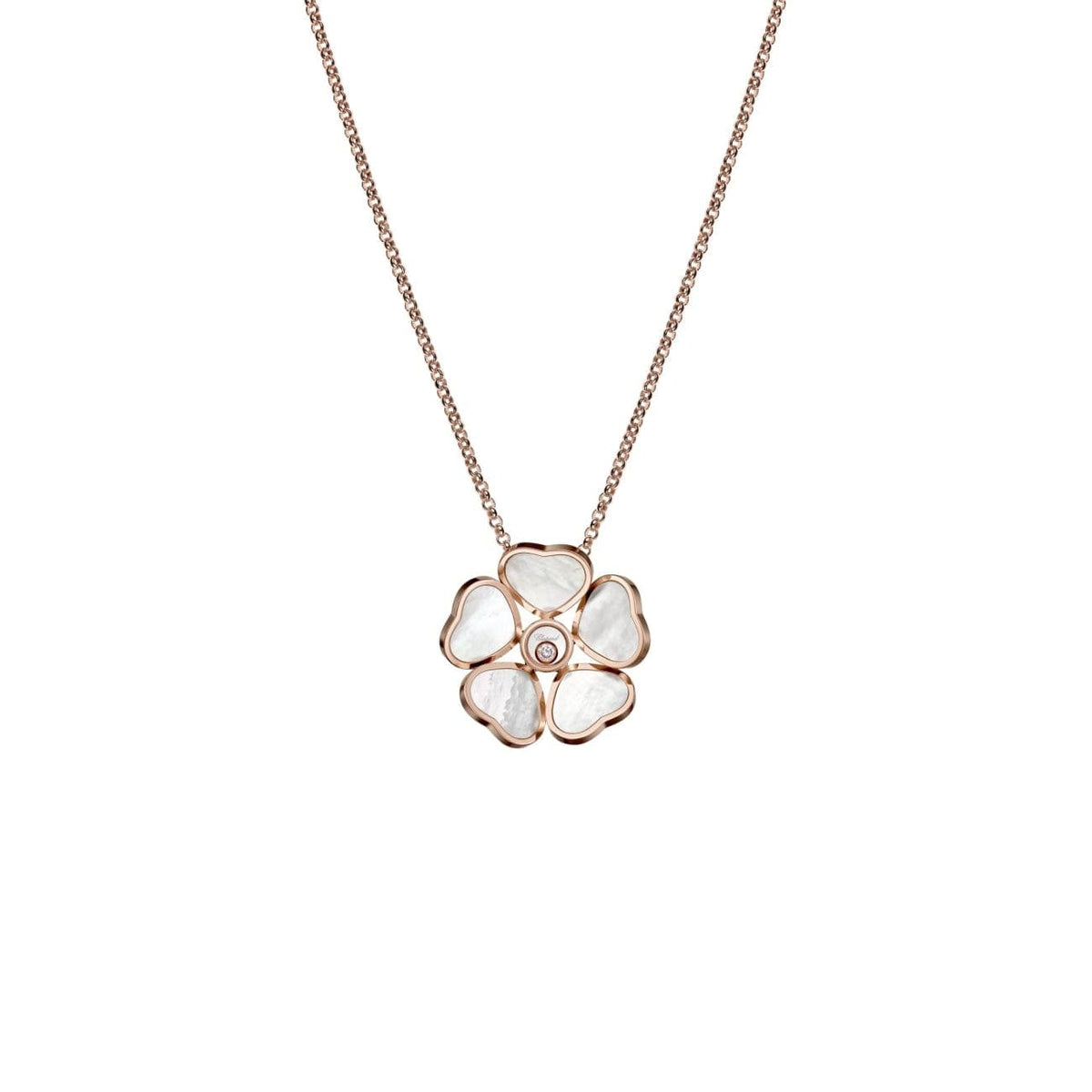 Chopard Jewelry - HAPPY HEARTS FLOWERS PENDANT ROSE GOLD DIAMOND | Manfredi Jewels