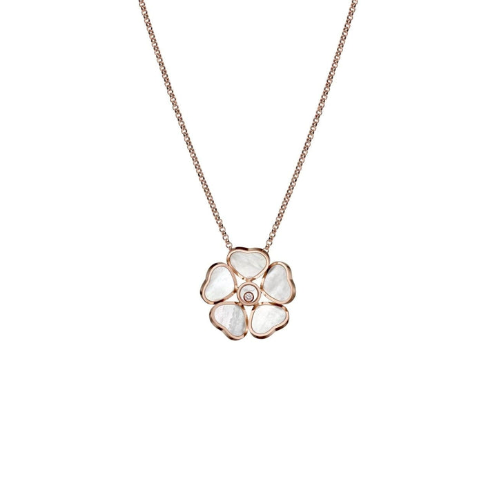 Chopard Jewelry - HAPPY HEARTS FLOWERS PENDANT ROSE GOLD DIAMOND | Manfredi Jewels
