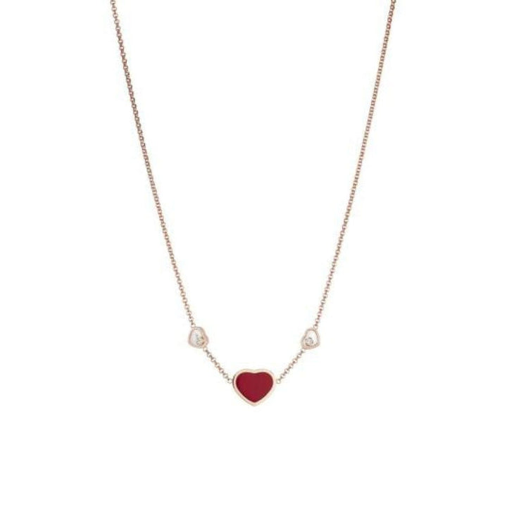Chopard Jewelry - HAPPY HEARTS NECKLACE ROSE GOLD DIAMONDS RED STONE | Manfredi Jewels