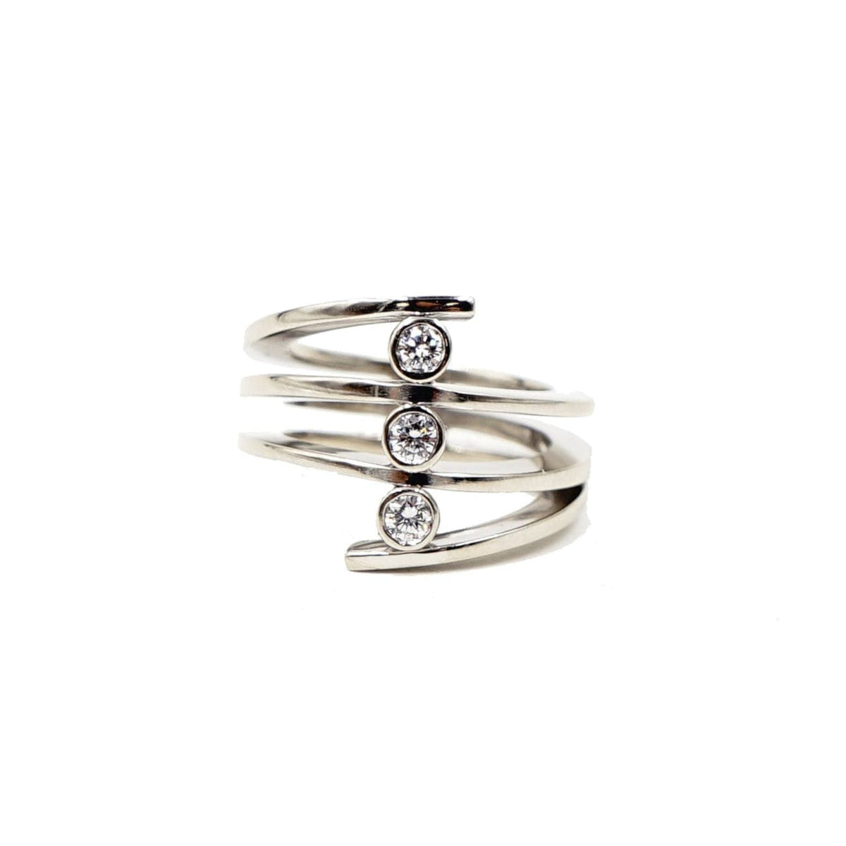 Estate Jewelry Estate Jewelry - 14K White Gold 3 Diamond Bezel Ring | Manfredi Jewels