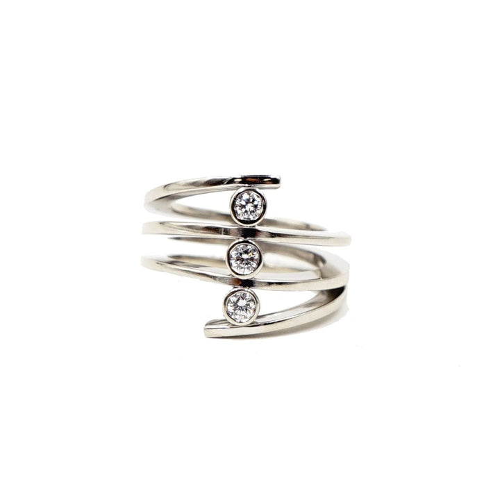 Estate Jewelry Estate Jewelry - 14K White Gold 3 Diamond Bezel Ring | Manfredi Jewels