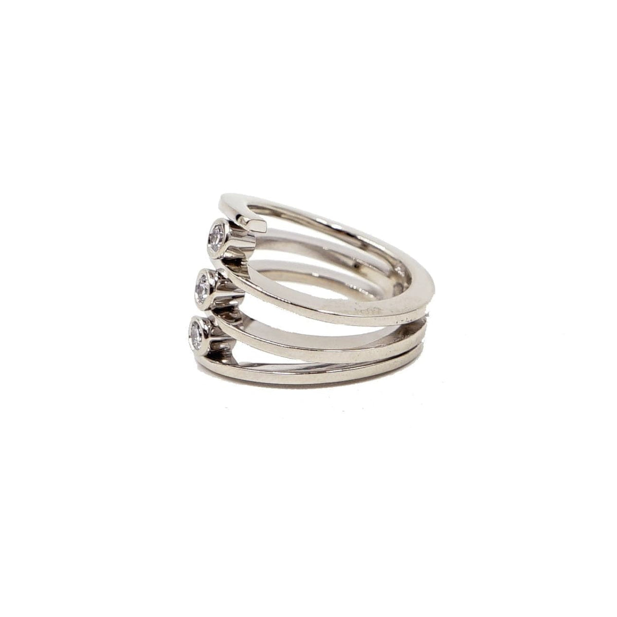 Estate Jewelry Estate Jewelry - 14K White Gold 3 Diamond Bezel Ring | Manfredi Jewels