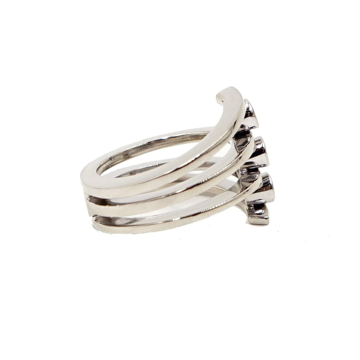 Estate Jewelry Estate Jewelry - 14K White Gold 3 Diamond Bezel Ring | Manfredi Jewels
