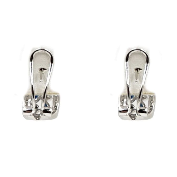 Estate Jewelry Estate Jewelry - 14K White Gold Diamond and Blue Topaz Hoop Earrings | Manfredi Jewels