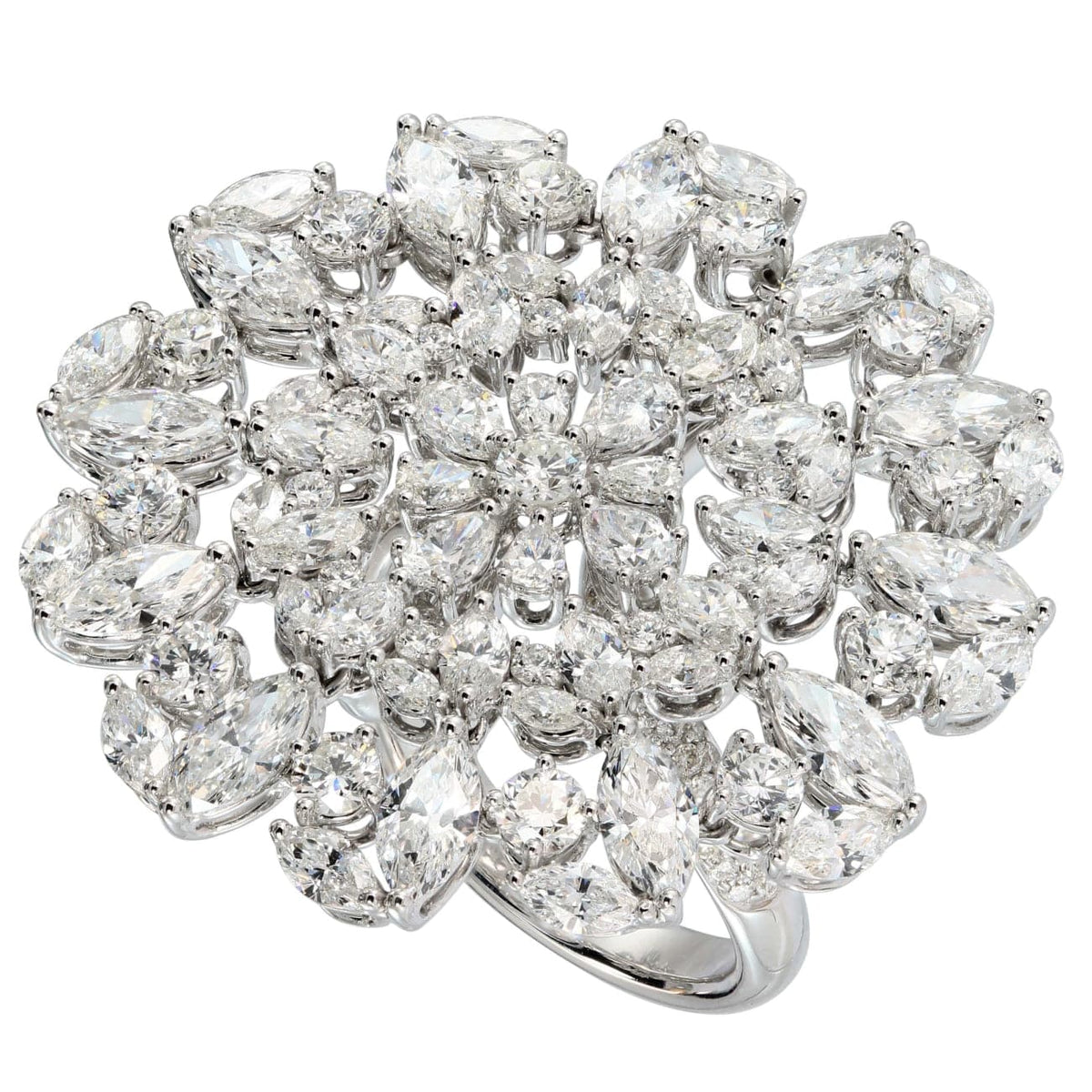 Etho Maria Jewelry - 18K White Gold Multi-Shape Diamonds Round Cocktail Ring | Manfredi Jewels