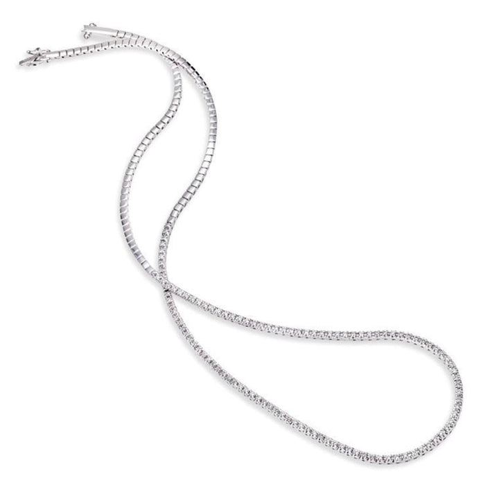 Facet Barcelona Jewelry - 14K White Gold Half Way Around Straight Line Necklace 18’’ | Manfredi Jewels