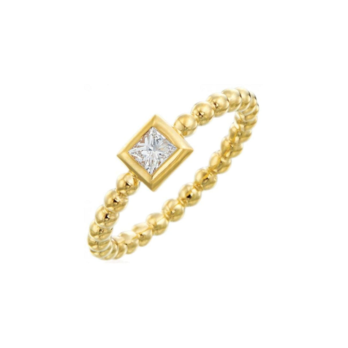 Gumuchian Jewelry - Nutmeg 18K Gold Beaded Princess Cut Diamond Ring | Manfredi Jewels