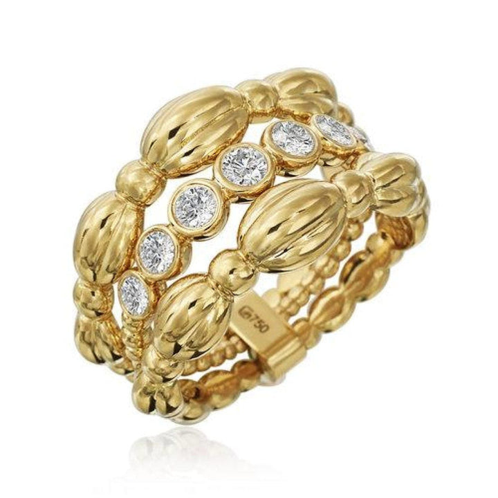Gumuchian Jewelry - Gumuchian Nutmeg Large Three Row Diamond Ring | Manfredi Jewels