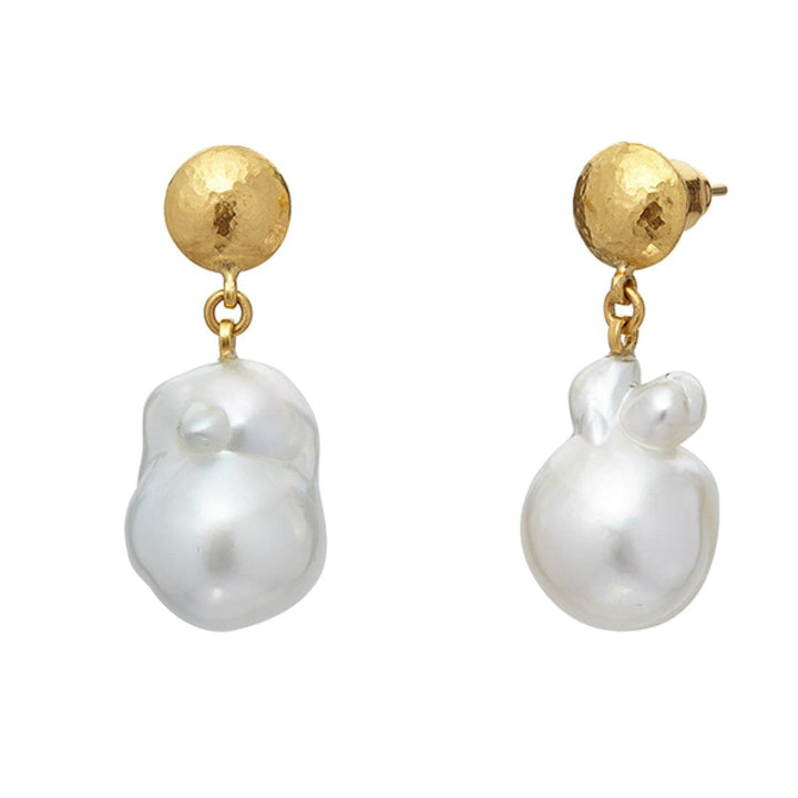 Gurhan Jewelry - Baroque oyster hue double drop earrings E-U24211-SSP YG JEWL | Manfredi Jewels