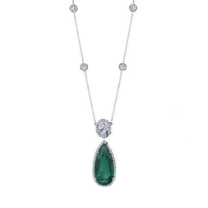 Joshua J Jewelry - Manfredi Jewels - Pear Shape green emerald necklace | Manfredi Jewels