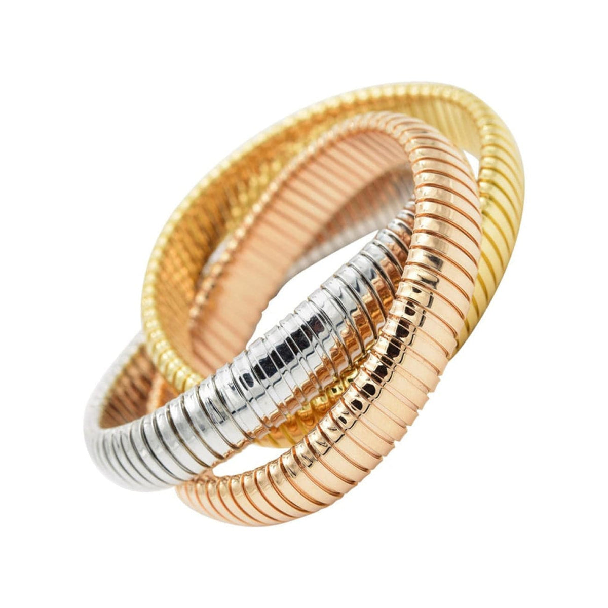 Manfredi Jewels Jewelry - 18K Gold Tri-Tone Crossover Stretch Bracelet | Manfredi Jewels