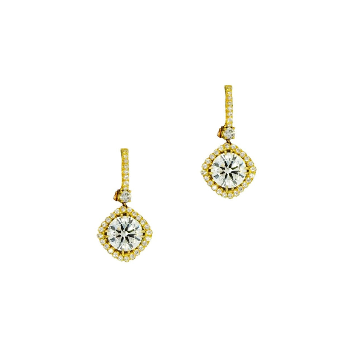 Manfredi Jewels Jewelry - 18K Yellow Gold Dangle Halo Diamond Earrings | Manfredi Jewels