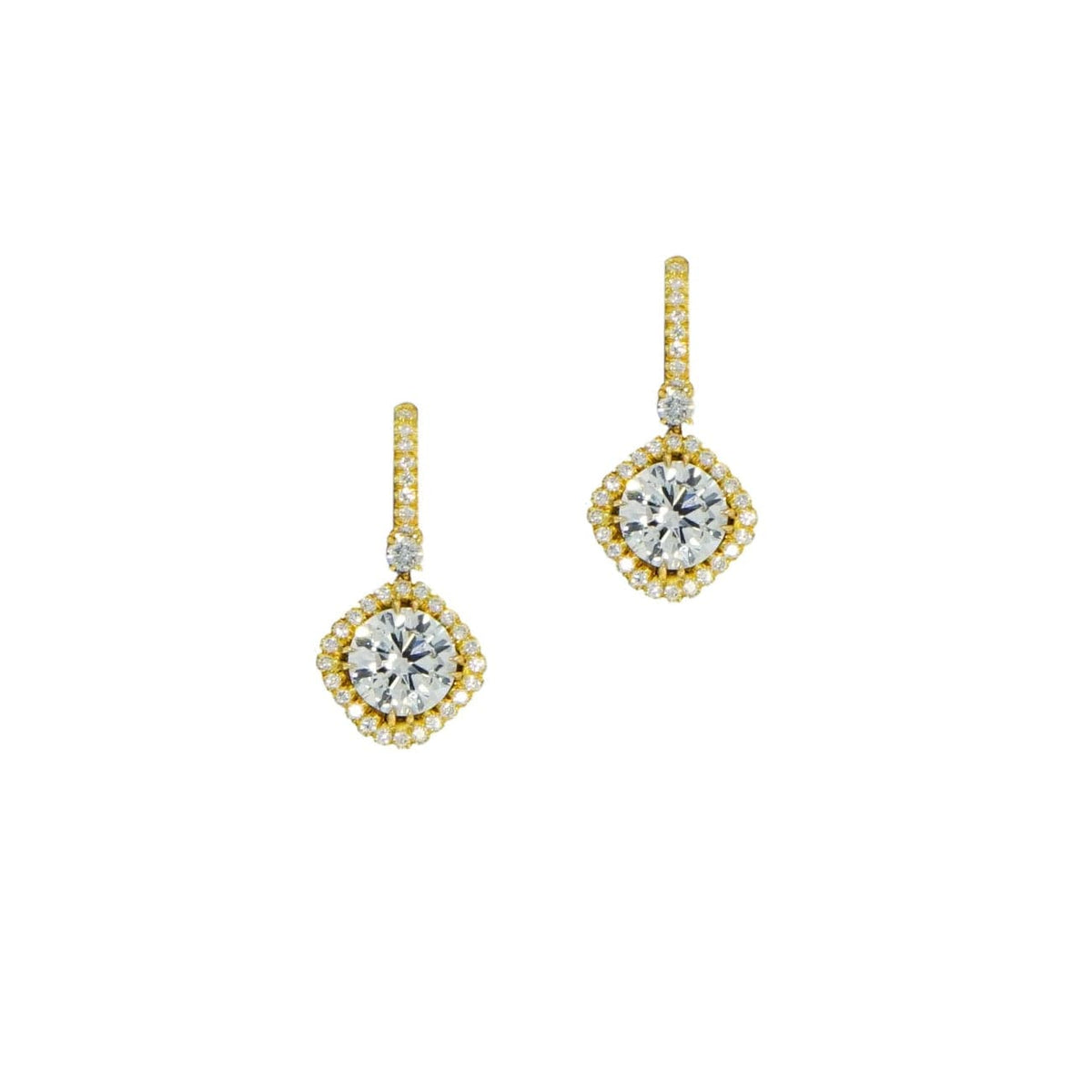 Manfredi Jewels Jewelry - 18K Yellow Gold Dangle Halo Diamond Earrings | Manfredi Jewels