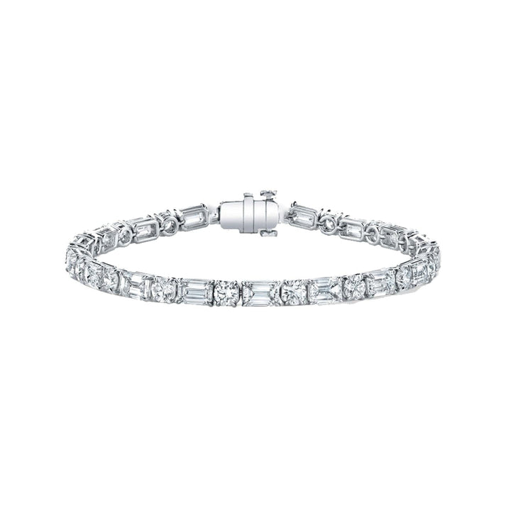 Manfredi Jewels Jewelry - Round and Emerald Cut 18K White Gold 9.96ct Diamond Tennis Bracelet | Manfredi Jewels