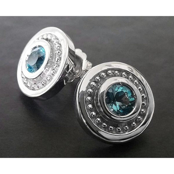 Manfredi Jewels Jewelry - Baz earrings with Blue Topaz Center Stones | Manfredi Jewels