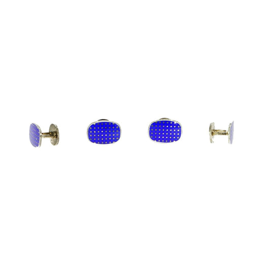 Manfredi Jewels Accessories - Blue Enamel Sterling Silver Formal Shirt Studs By Brixton & Gill