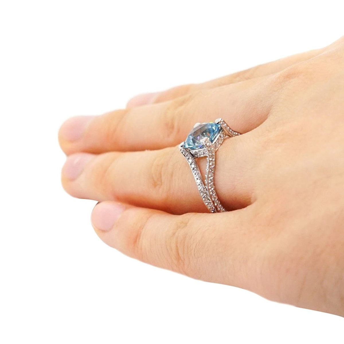 Manfredi Jewels Jewelry - Blue Zircon & Diamond Platinum Ring | Manfredi Jewels