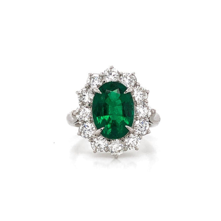 Manfredi Jewels Jewelry - CERTIFIED ZAMBIAN OVAL CUT EMERALD 3.22 CARAT TOTAL DIAMOND PLATINUM RING | Manfredi Jewels