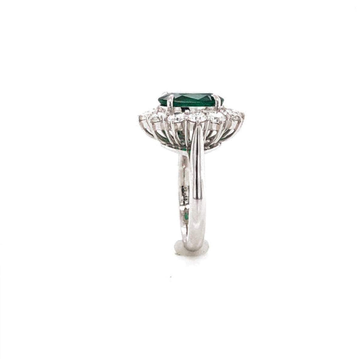 Manfredi Jewels Jewelry - CERTIFIED ZAMBIAN OVAL CUT EMERALD 3.22 CARAT TOTAL DIAMOND PLATINUM RING | Manfredi Jewels