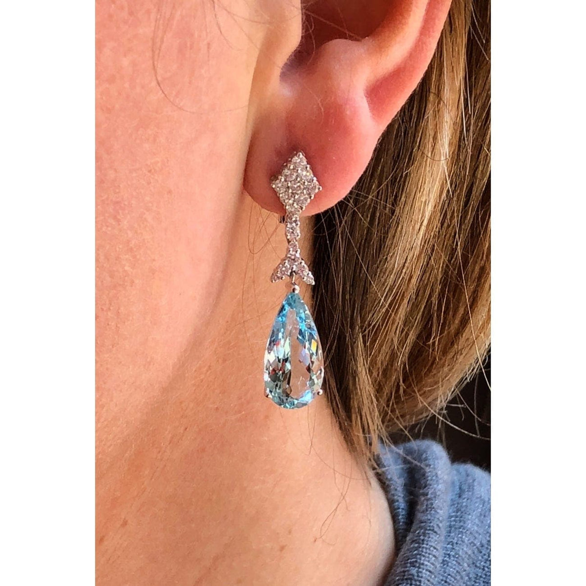 Manfredi Jewels Jewelry - Pear shaped Aquamarine Drop Earrings | Manfredi Jewels