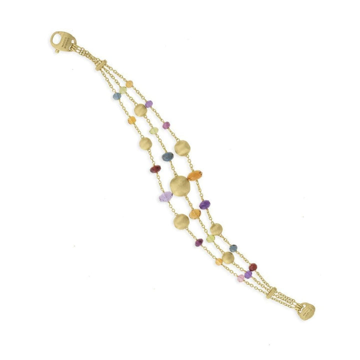 Marco Bicego Jewelry - 18K yellow gold and gemstone triple strand bracelet | Manfredi Jewels