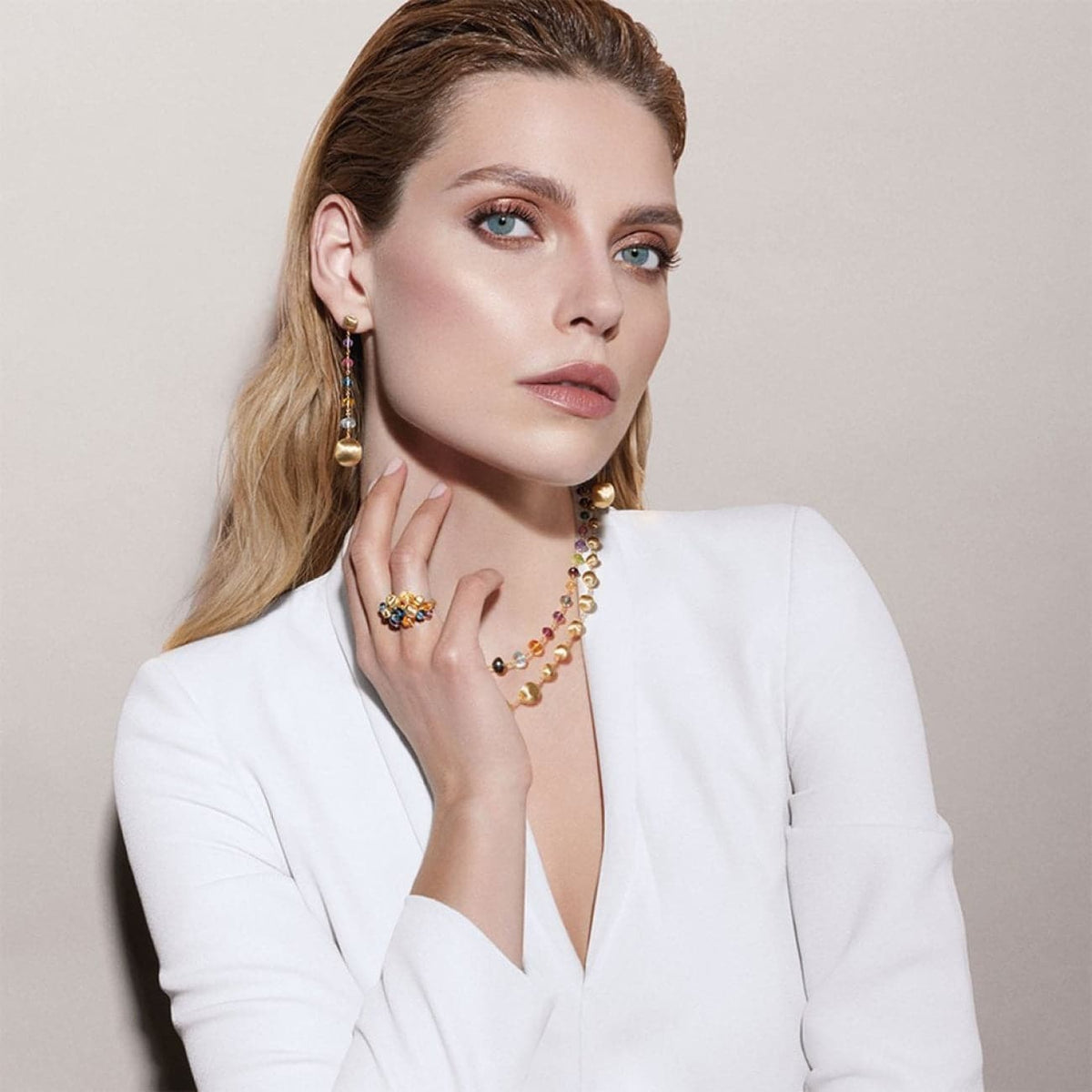 Marco Bicego Jewelry - 18K Yellow Gold and Multi-Colored Gemstone Duster Earrings | Manfredi Jewels