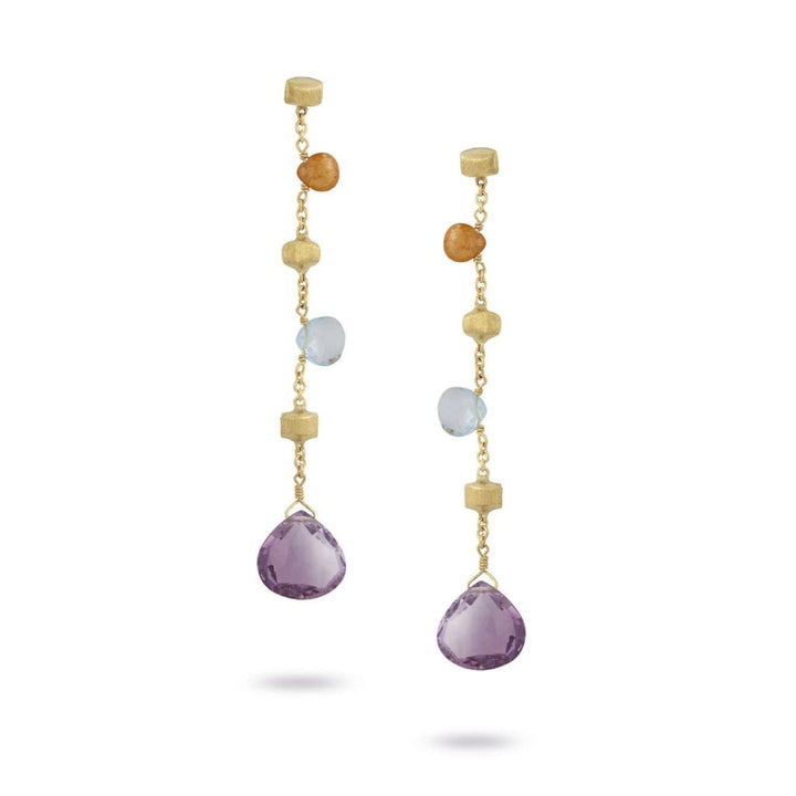 Marco Bicego Jewelry - 18K Yellow Gold & Mixed Stone 2.25’’ Drop Earrings | Manfredi Jewels